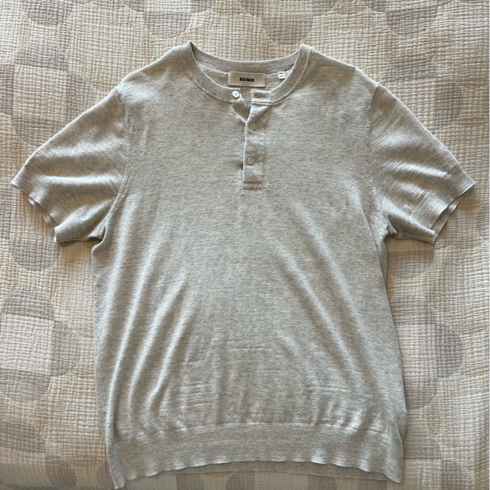 Buck Mason Avalon Knit Henley, Size M, Cream.